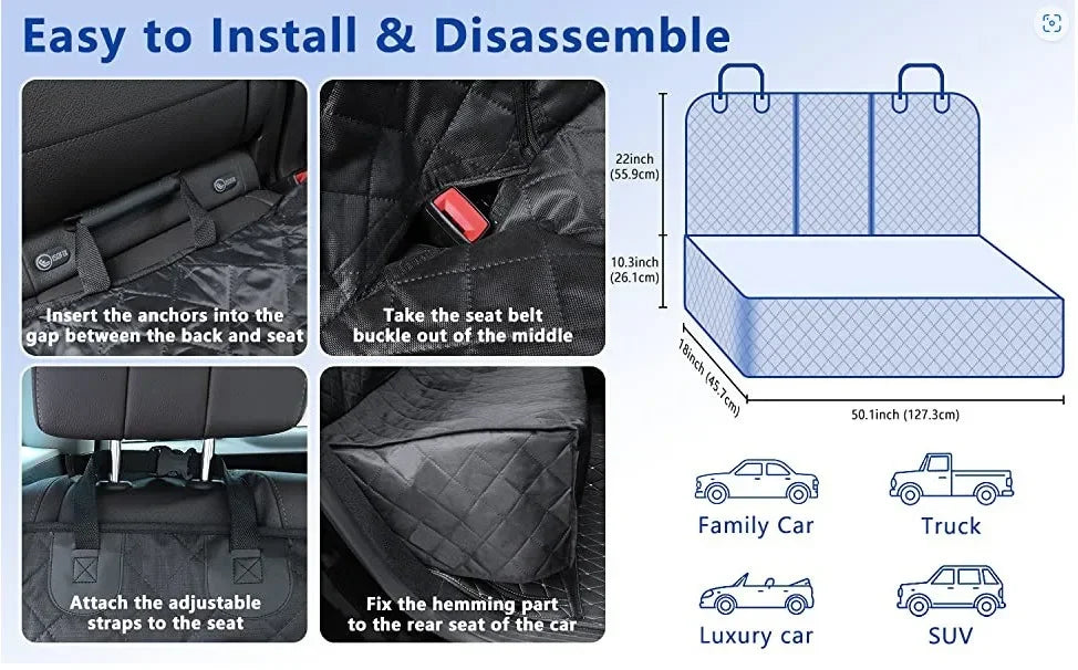 Spry Waterproof Car Back Seat Cover for Dogs